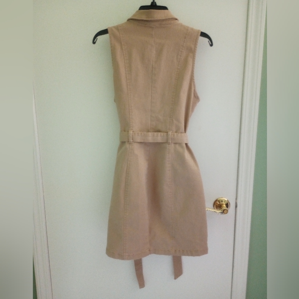 Haute Monde women's sleeveless khaki zip up dress - Picture 11 of 12